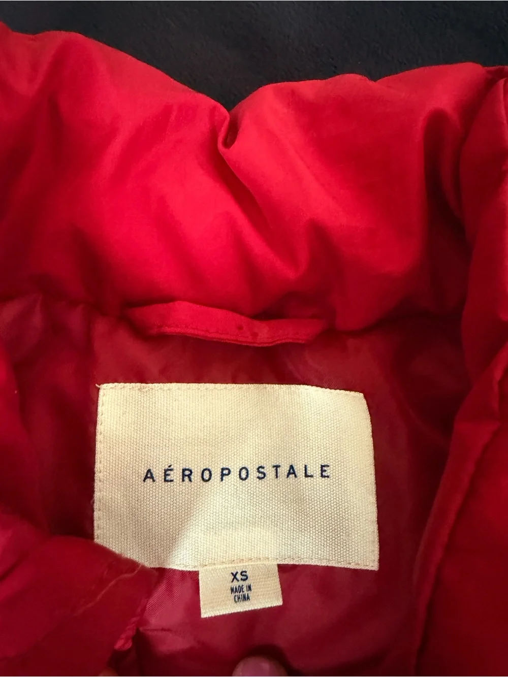 Aeropostale Red Colorblock Puffer Vest with Blue, Black & White Panels